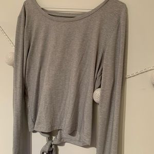 Grey open back workout top